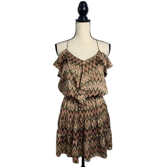 Tbags Los Angeles Boho Zizzag Ruffled Tiered Mini Dress - Picture 1 of 11